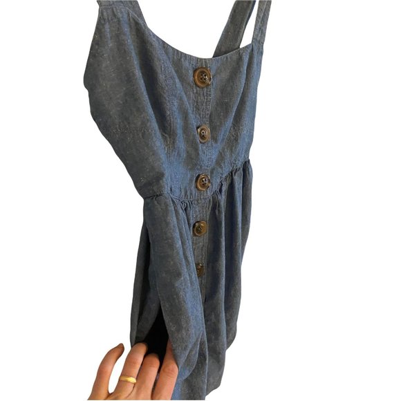 Free People Blue Chambray Carolina Button Front Mini Dress/Jumper Size 2 - Picture 6 of 7